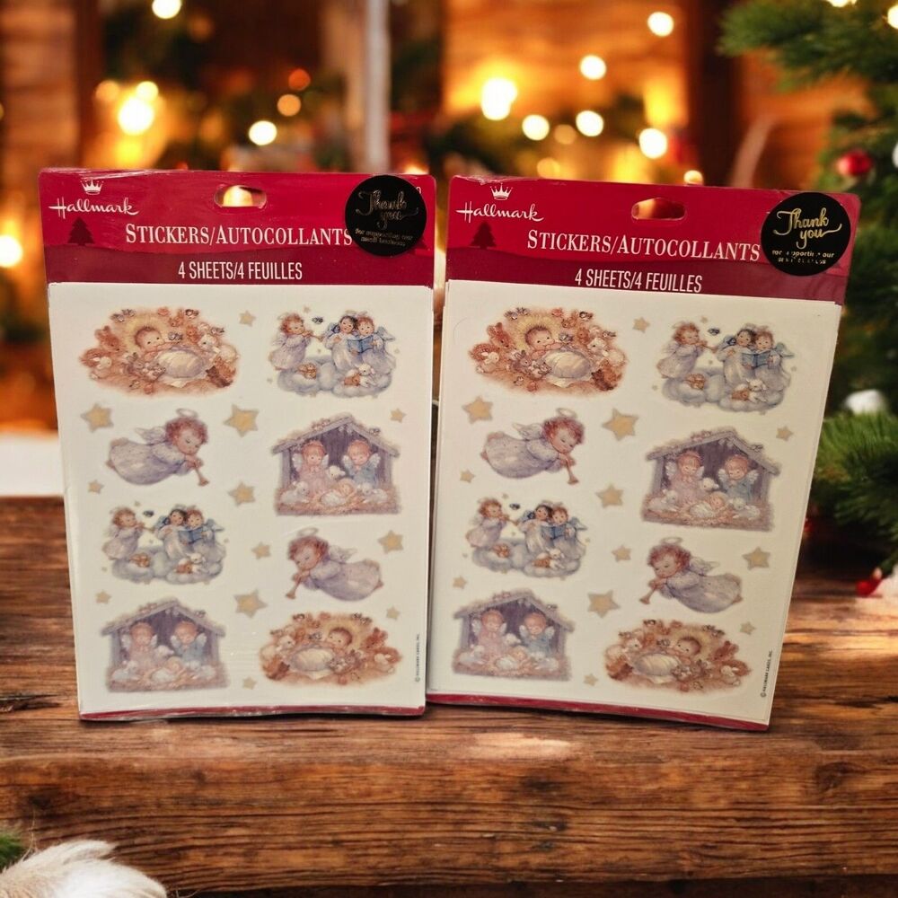 Sealed Vintage Hallmark Stickers Cherub Angel Choir Nativity Baby Jesus 8 Sheets
